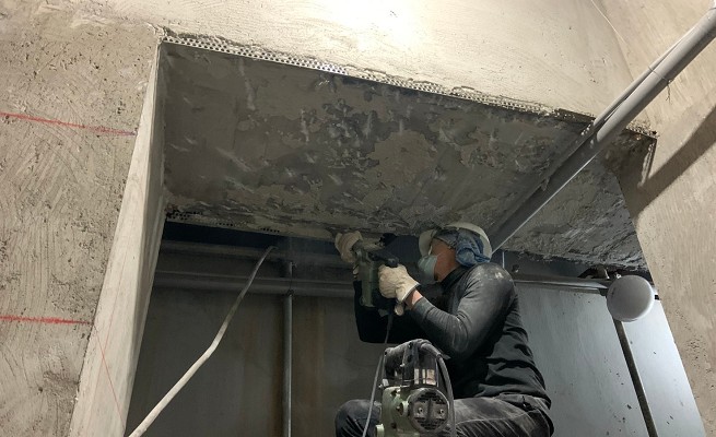 01-台北市中山區鋼板補強工程-施工前-粉刷層打除